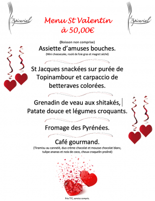Menu Saint-Valentin 2025